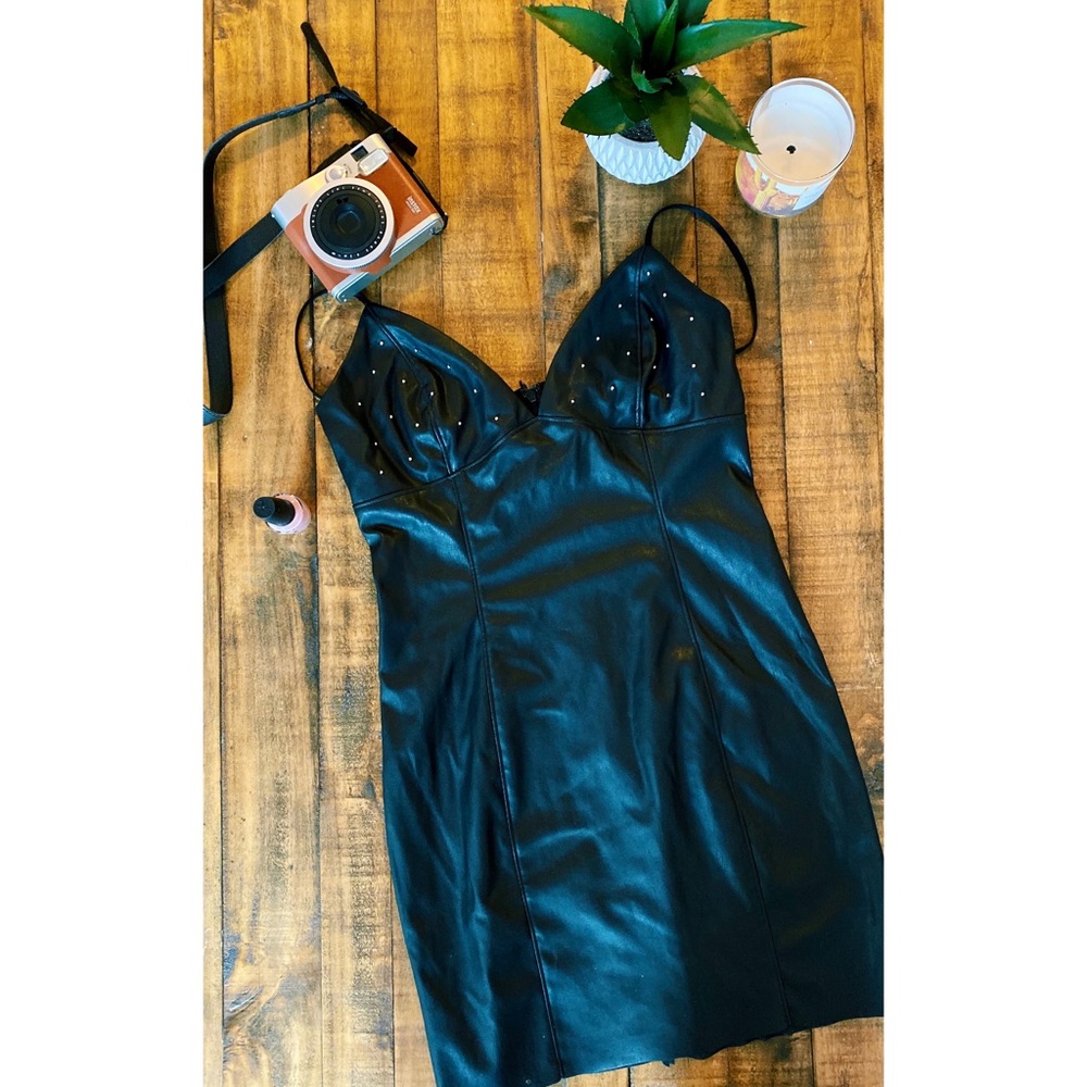 Faux Leather Studded Dress